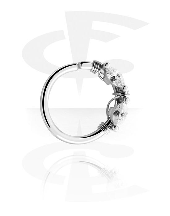 Anéis piercing, Continuous ring (aço cirúrgico, prata, acabamento brilhante), Latão revestido