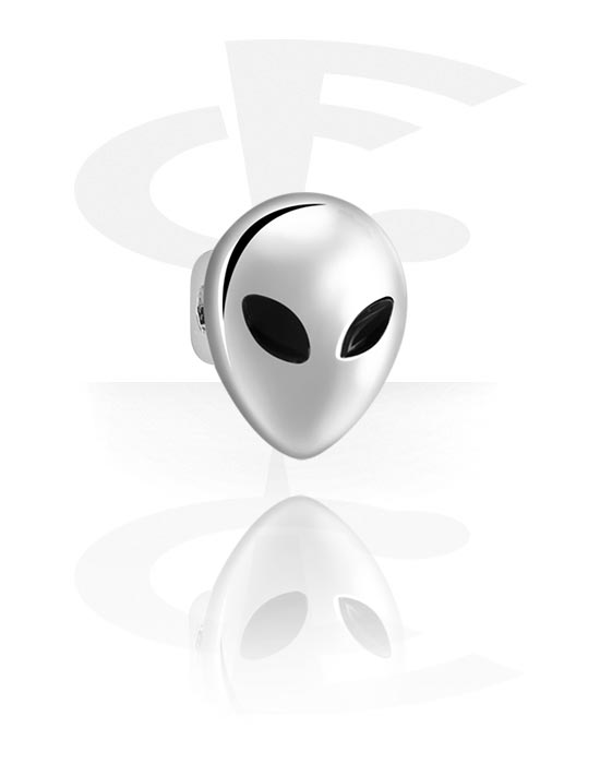 Boules, barres & plus, Accessoire pour ball closure ring de 1.2 mm (acier chirurgical, argent, finition brillante) avec design alien, Laiton plaqué