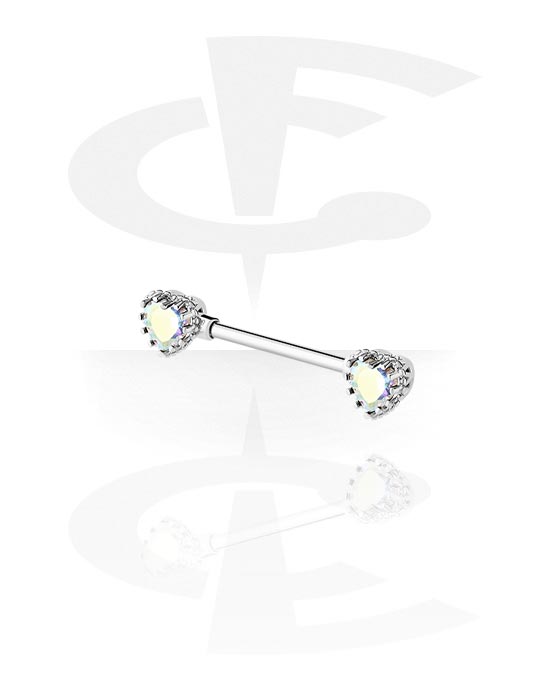 Nipple Piercings, Nipple Barbell with heart design, Surgical Steel 316L, Plated Brass
