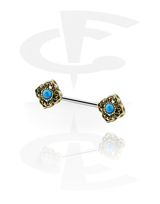 Nipple Barbell with antique gold attachment (Surgical Steel 316L) The