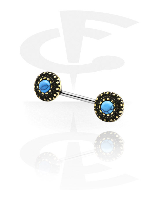 Mellbimbó piercingek, Mellbimbó barbell val vel antik arany kiegészítő, Sebészeti acél, 316L