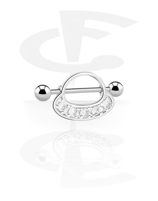 Nipple Piercings, Nipple Shield with UFO Design, Surgical Steel 316L, Plated Brass