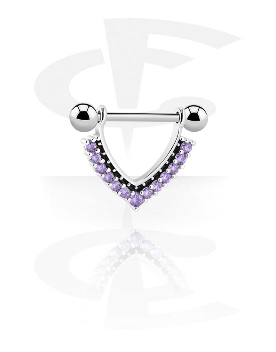 Piercingové šperky do bradavky, Štít pro bradavky s krystalovými kamínky, Chirurgická ocel 316L, Pokovená mosaz