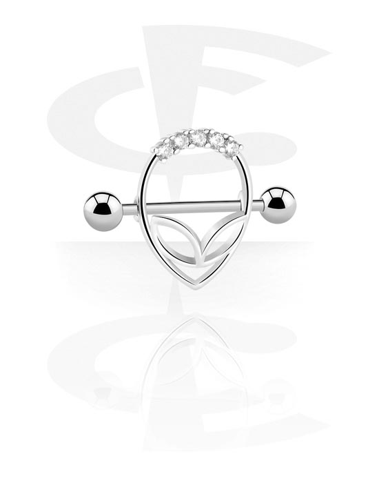 Nipple Piercings, Nipple Shield with alien design, Surgical Steel 316L, Plated Brass