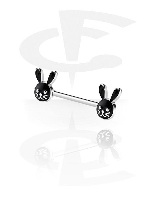 Nipple Barbell with cute bunny design (Surgical Steel 316L/Plated Brass