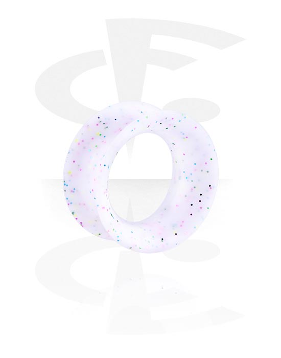 Tunneler & plugger, Dobbeltformet tunnel (silikon, forskjellige farger) med glitter, Silikon