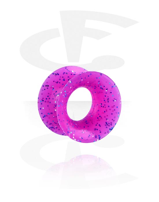 Tunnels & Plugs, Double flared tunnel (silicone, various colors) with glitter, Silicone