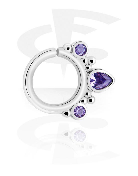 Piercing Ringe, Continuous Ring (Chirurgenstahl, silber, glänzend) mit Kristallsteinchen, Chirurgenstahl 316L