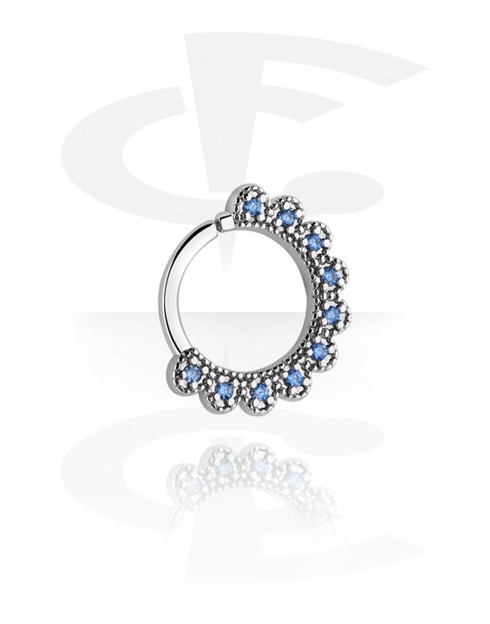 Piercing Ringe, Evighedsring (kirurgisk stål, sølv, blank finish) med krystaller, Kirurgisk stål 316L