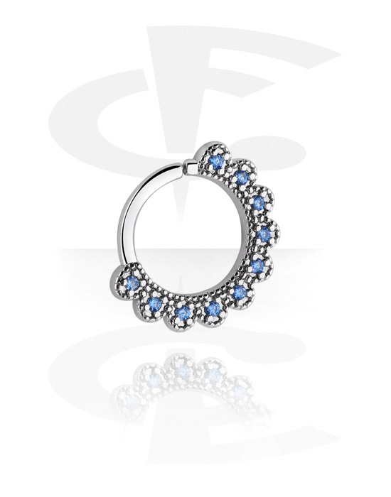 Alke za piercing, Neprekidni prsten (kirurški čelik, srebrna, sjajna završna obrada) s kristalnim kamenjem, Kirurški čelik 316L