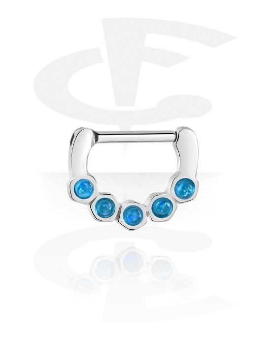 Piercinggyűrűk, Septum clicker (surgical steel, silver, shiny finish), Sebészeti acél, 316L, Bevonatos sárgaréz