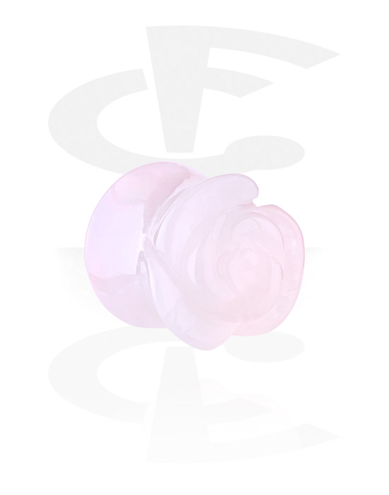 Tunnels & Plugs, Double flared plug (stone) with rose design, Stone
