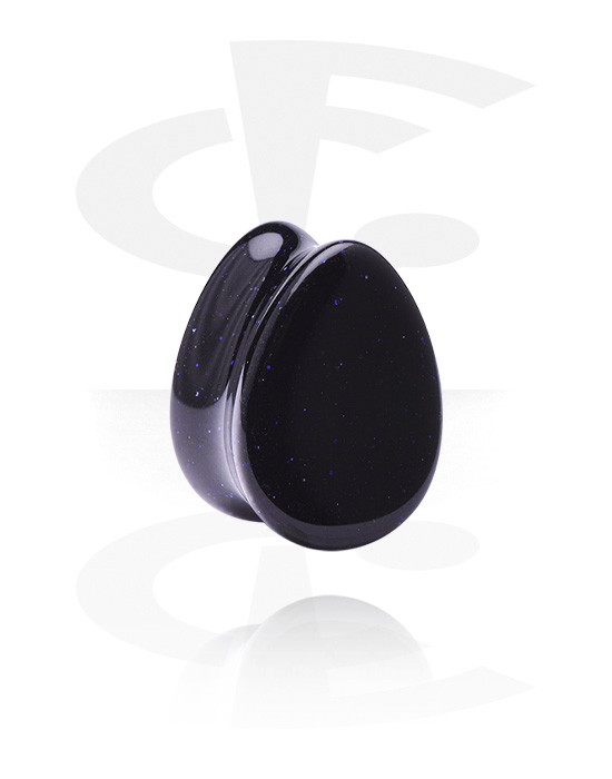 Tunnels & Plugs, Tear-shaped double flared plug (stone) with glitter, Blue Sandstone