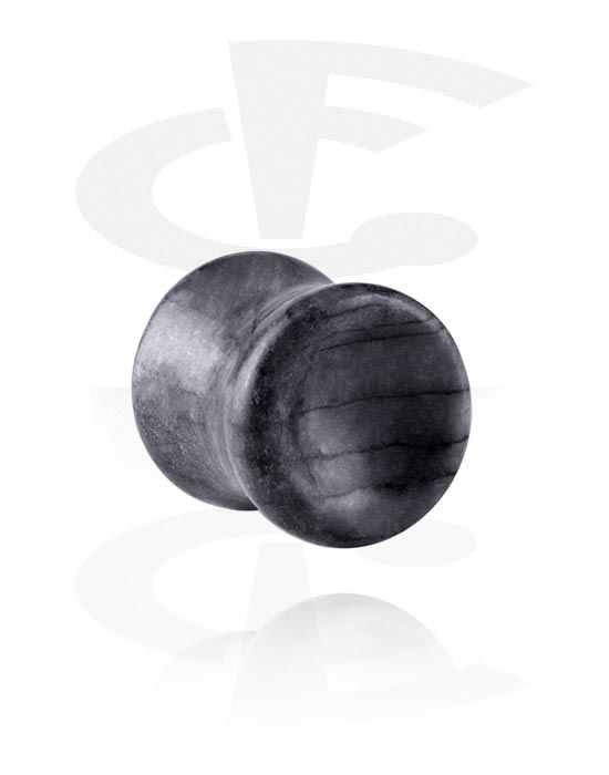 Tunnlar & Pluggar, Double flared plug (stone) med black and white design och concave front, Sten