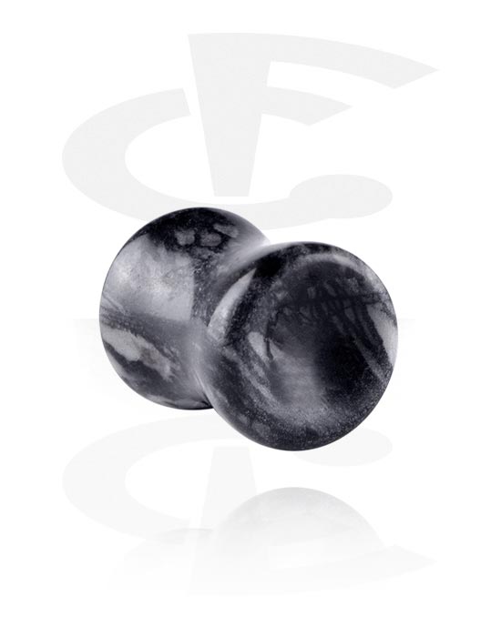 Alagutak és dugók, Double flared plug (stone) val vel black and white design és concave front, Kő