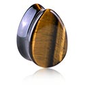 Alagutak és dugók, Tear-shaped double flared plug (stone), Tiger Eye stone 