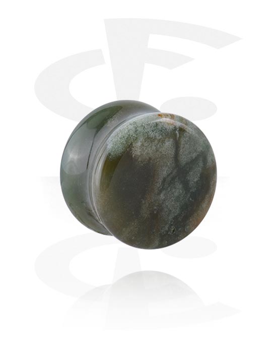 Tunnel & Plugs, Double Flared Plug (Stein), Moss Agate