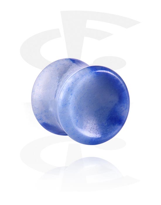 Tunnels & Plugs, Double flared plug (stone) with concave front, Blue Aventurine