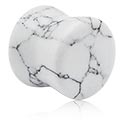 Alagutak és dugók, Double flared plug (stone, white) val vel marble design, Műkő