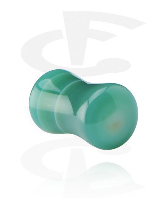 Tunnels & Plugs, Double flared plug (stone), Green Line Agate