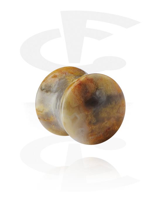 Tunnel & Plugs, Double Flared Plug (Stein), Natural Crazylace Agate