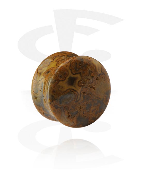 Tunnel & Plugs, Double Flared Plug (Stein), Natural Crazylace Agate