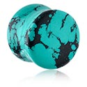 Alagutak és dugók, Double flared plug (stone) val vel turquoise marble design, Műkő