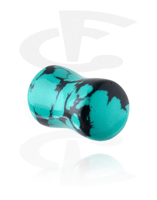 Alagutak és dugók, Double flared plug (stone) val vel turquoise marble design, Műkő