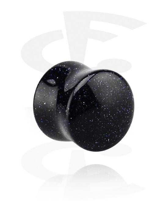 Tunnels & Plugs, Double flared plug (stone) with convex front and glitter, Synthetic Stone