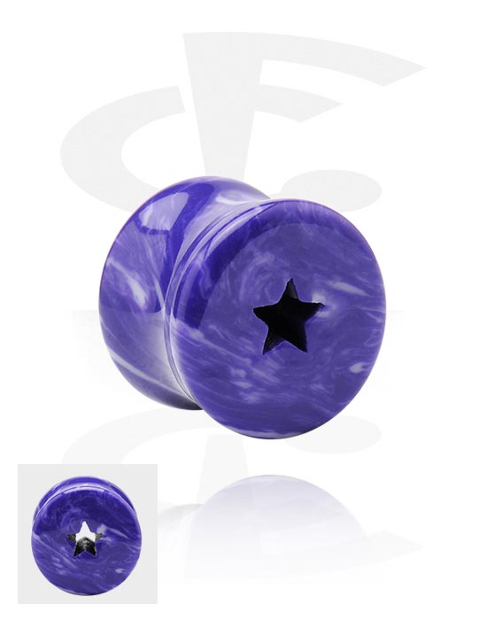 Tunnels & Plugs, Double flared plug (stone) with star design, Stone