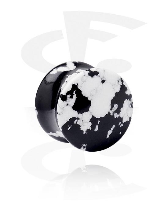 Double flared plug (stone) with black and white design (Stone) The