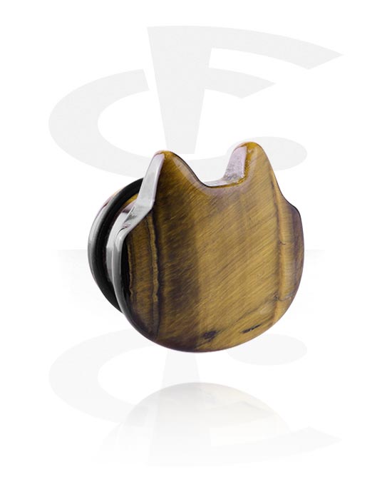 Alagutak és dugók, Single flared plug (stone) val vel Macska dizájn és O-gyűrű, Kő