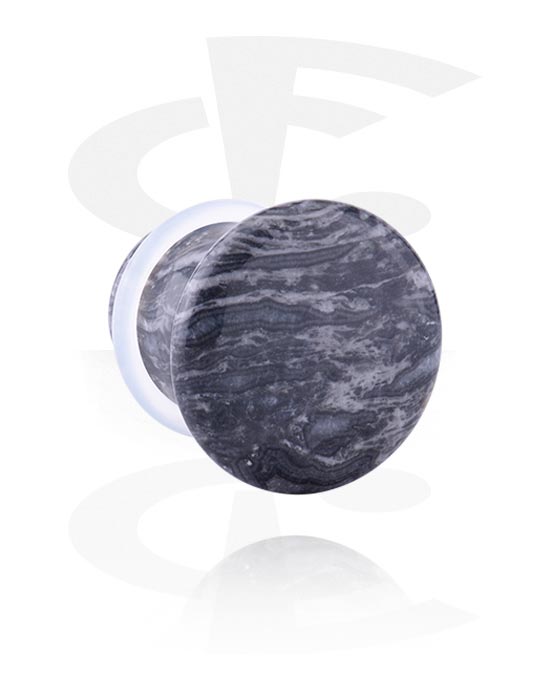 Tunnels & Plugs, Plug single flare (pierre) avec motif noir et blanc et o-ring, Pierre