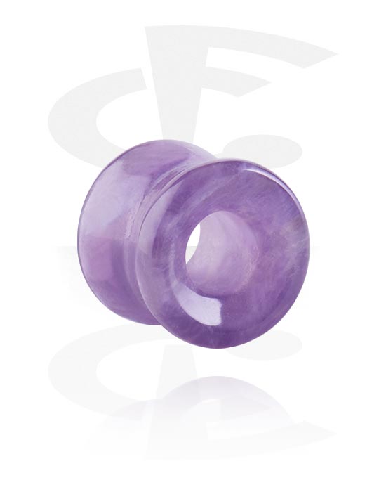 Tunnels & Plugs, Double flared tunnel (stone), Amethyst
