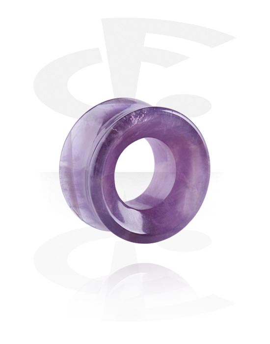 Tunnels & Plugs, Double flared tunnel (stone), Amethyst