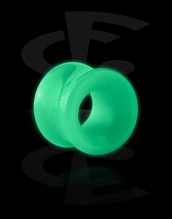 Túneis & Plugs, "Glow in the dark" double flared tunnel (stone, various colours), Pedra