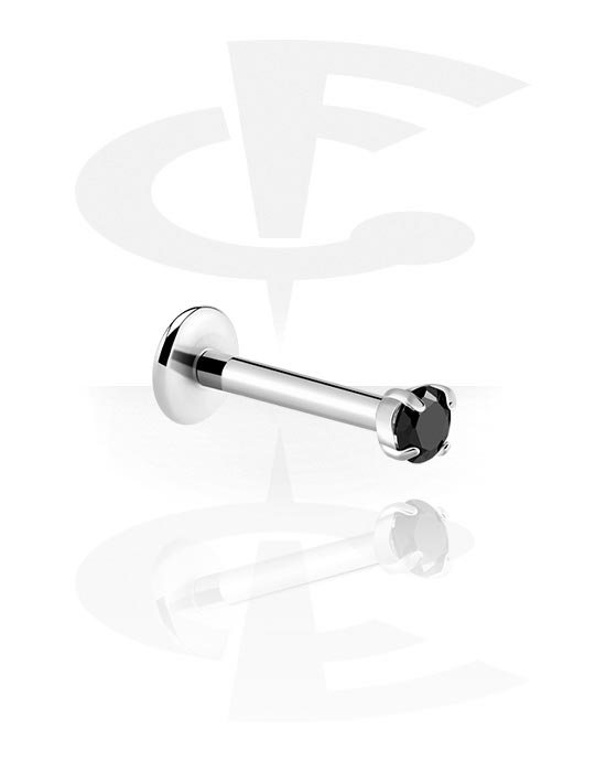 Labrets, Internally Threaded Labret with crystal stone, Titanium