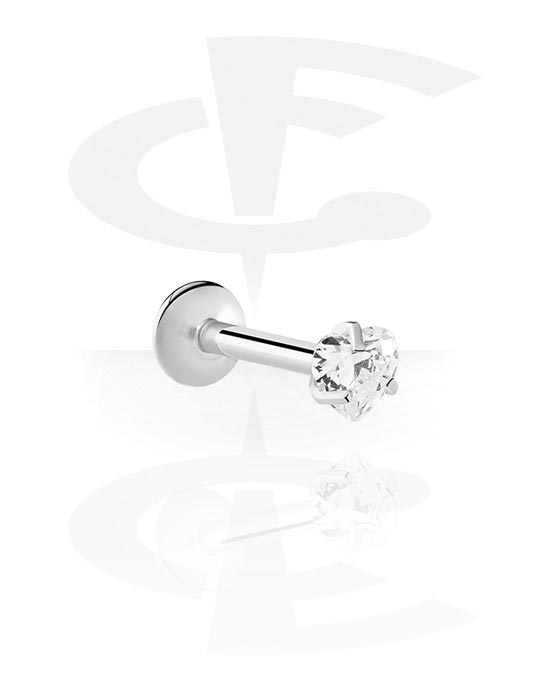Labrets, Internally Threaded Labret with crystal stone, Titanium