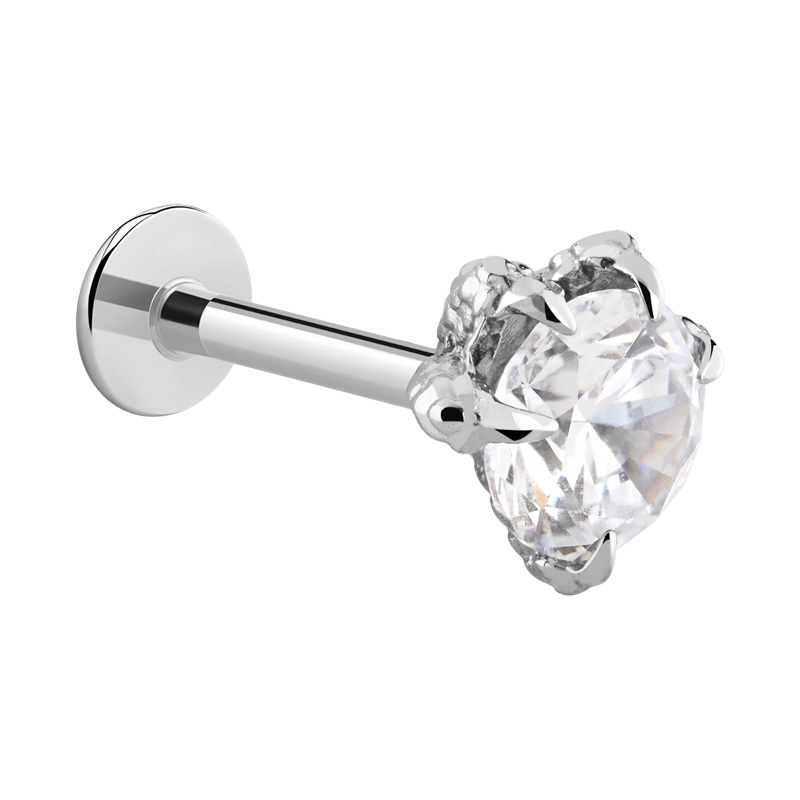Labret à filetage interne (titane, finition brillante) avec pierre en crystal Titane ASTM F136 Labrets