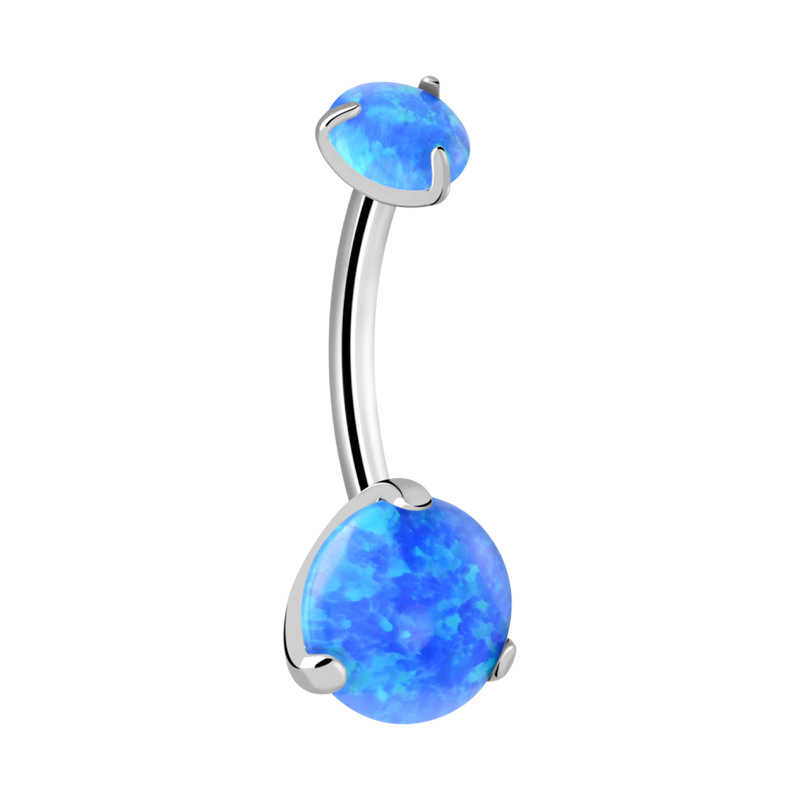 Piercing pour le nombril (titane, finition brillante) avec opale synthétique Titane ASTM F136 Bananes