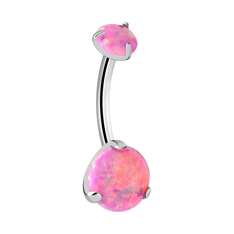 Piercing pour le nombril (titane, finition brillante) avec opale synthétique Titane ASTM F136 Bananes