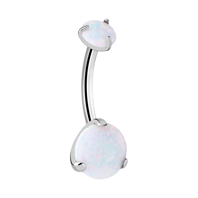 Piercing pour le nombril (titane, finition brillante) avec opale synthétique Titane ASTM F136 Bananes