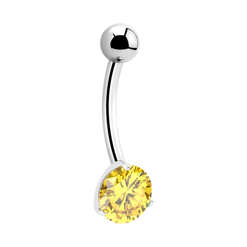 Piercing pour le nombril (titane, finition brillante) avec pierres en cristal Titane ASTM F136 Bananes