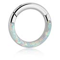 Pírsingové krúžky, Pírsingový clicker (titán, strieborná, lesklý povrch) s Syntetický opál, Titán ASTM F136