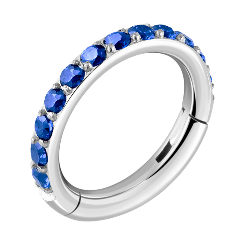 Piercing clicker (titane, argent, finition brillante) avec pierres en cristal Titane ASTM F136 Anneaux