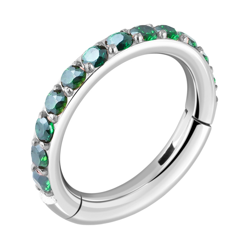 Piercing clicker (titane, argent, finition brillante) avec pierres en cristal Titane ASTM F136 Anneaux
