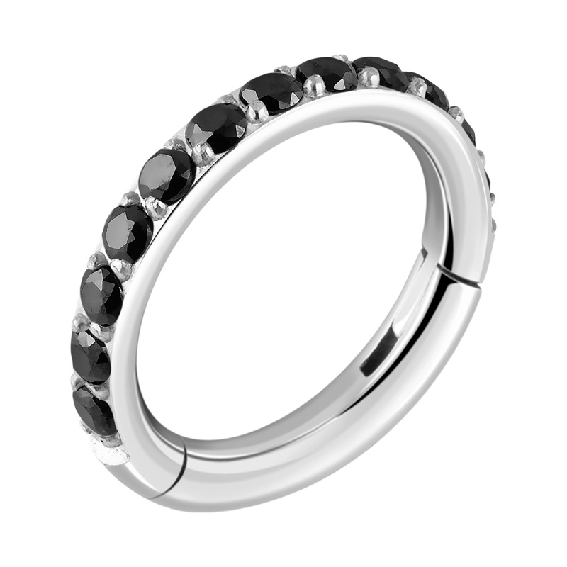 Piercing clicker (titane, argent, finition brillante) avec pierres en cristal Titane ASTM F136 Anneaux