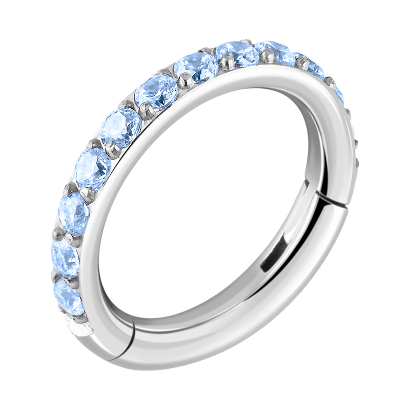 Piercing clicker (titane, argent, finition brillante) avec pierres en cristal Titane ASTM F136 Anneaux