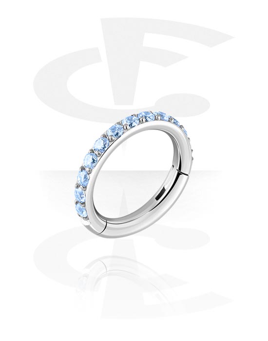 Piercing Ringe, Piercing-Klicker (Titan, silber, glänzend) mit Kristallsteinchen, Titan