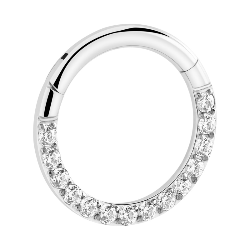 Piercing clicker (titane, argent, finition brillante) avec pierres en cristal Titane ASTM F136 Anneaux